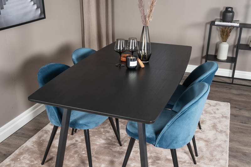Inca Matgrupp Förlängningsbar 160 cm Rektangulär med 4 Velvet stolar - Möbler - Bord & matgrupper - Matgrupper