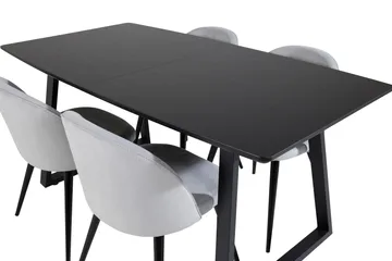 Inca Matgrupp Förlängningsbar 160 cm Rektangulär med 4 Velvet stolar - Möbler - Bord & matgrupper - Matgrupper