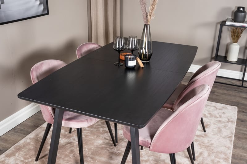 Inca Matgrupp Förlängningsbar 160 cm Rektangulär med 4 Velvet stolar - Möbler - Bord & matgrupper - Matgrupper