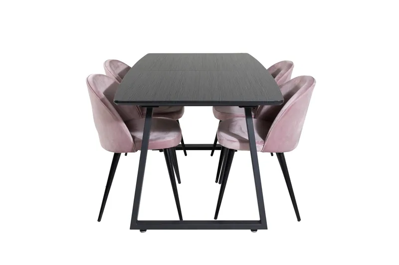 Inca Matgrupp Förlängningsbar 160 cm Rektangulär med 4 Velvet stolar, undefined
