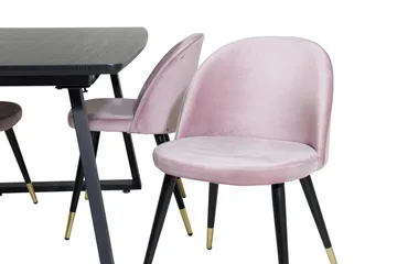 Inca Matgrupp Förlängningsbar 160 cm Rektangulär med 4 Velvet stolar - Möbler - Bord & matgrupper - Matgrupper