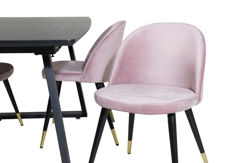 Inca Matgrupp Förlängningsbar 160 cm Rektangulär med 4 Velvet stolar - Möbler - Bord & matgrupper - Matgrupper