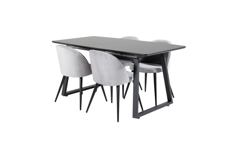 Inca Matgrupp Förlängningsbar 160 cm Rektangulär med 4 Velvet stolar - Möbler - Bord & matgrupper - Matgrupper