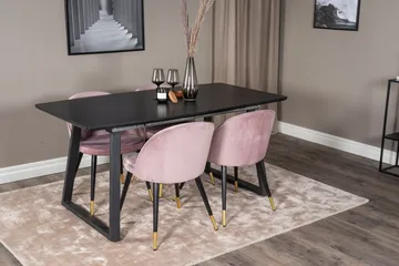 Inca Matgrupp Förlängningsbar 160 cm Rektangulär med 4 Velvet stolar - Möbler - Bord & matgrupper - Matgrupper