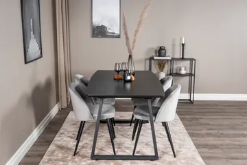 Inca Matgrupp Förlängningsbar 160 cm Rektangulär med 4 Velvet stolar - Möbler - Bord & matgrupper - Matgrupper