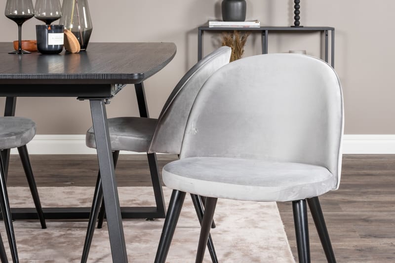 Inca Matgrupp Förlängningsbar 160 cm Rektangulär med 4 Velvet stolar - Möbler - Bord & matgrupper - Matgrupper