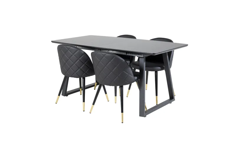 Inca Matgrupp Förlängningsbar 160 cm Rektangulär med 4 Velvet stolar - Möbler - Bord & matgrupper - Matgrupper