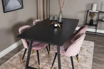 Inca Matgrupp Förlängningsbar 160 cm Rektangulär med 4 Velvet stolar - Möbler - Bord & matgrupper - Matgrupper