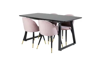 Inca Matgrupp Förlängningsbar 160 cm Rektangulär med 4 Velvet stolar - Möbler - Bord & matgrupper - Matgrupper