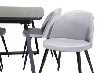 Inca Matgrupp Förlängningsbar 160 cm Rektangulär med 4 Velvet stolar - Möbler - Bord & matgrupper - Matgrupper