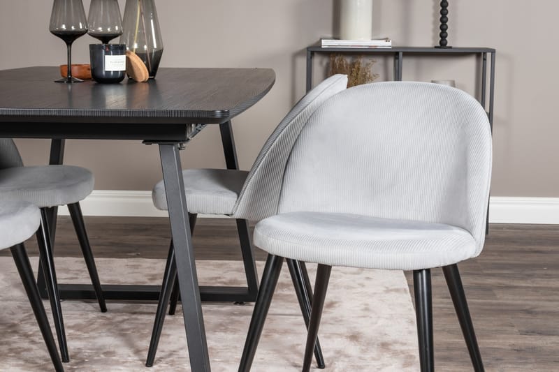Inca Matgrupp Förlängningsbar 160 cm Rektangulär med 4 Velvet stolar - Möbler - Bord & matgrupper - Matgrupper