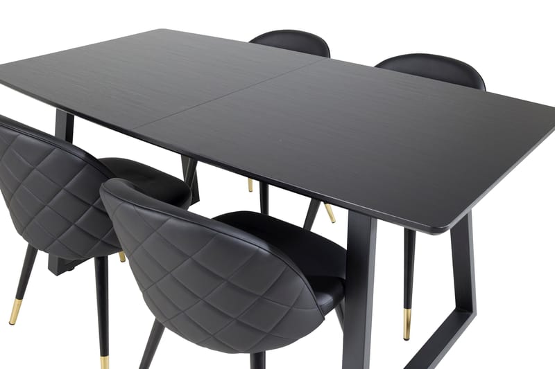 Inca Matgrupp Förlängningsbar 160 cm Rektangulär med 4 Velvet stolar - Möbler - Bord & matgrupper - Matgrupper