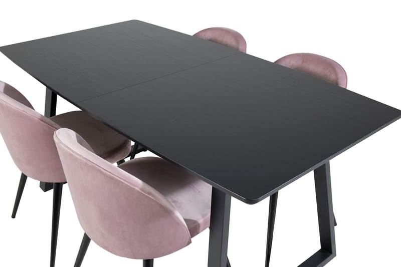 Inca Matgrupp Förlängningsbar 160 cm Rektangulär med 4 Velvet stolar - Möbler - Bord & matgrupper - Matgrupper