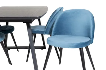 Inca Matgrupp Förlängningsbar 160 cm Rektangulär med 4 Velvet stolar - Möbler - Bord & matgrupper - Matgrupper
