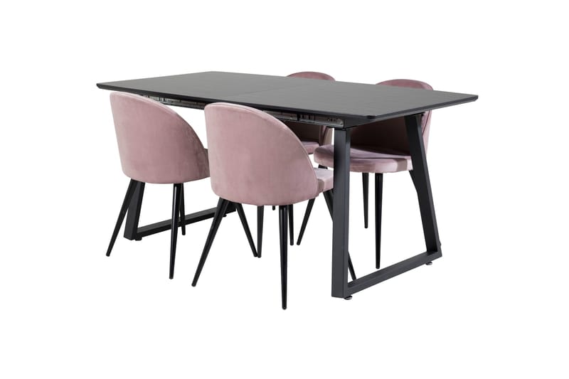 Inca Matgrupp Förlängningsbar 160 cm Rektangulär med 4 Velvet stolar - Möbler - Bord & matgrupper - Matgrupper