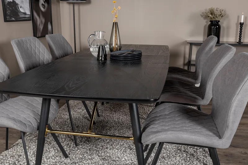 Irunea Förlängningsbar Matgrupp 180 cm inkl 6 Sumoas Stolar - Svart/Grå - Möbler - Bord & matgrupper - Matgrupper