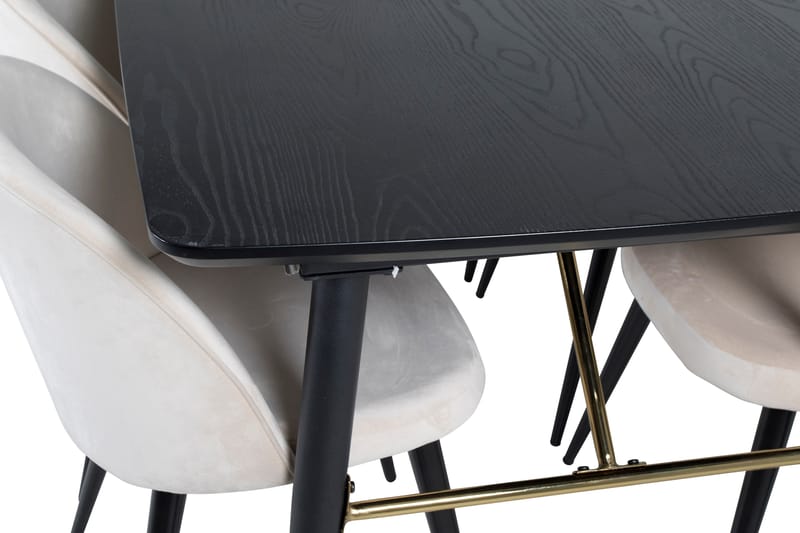 Irunea Förlängningsbar Matgrupp 180 cm inkl 6 Valeri Stolar - Svart/Beige/Sammet - Möbler - Bord & matgrupper - Matgrupper