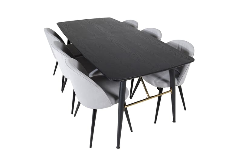 Irunea Förlängningsbar Matgrupp 180 cm inkl 6 Valeri Stolar - Svart/Grå/Manchester - Möbler - Bord & matgrupper - Matgrupper