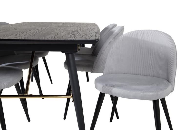 Irunea Förlängningsbar Matgrupp 180 cm inkl 6 Valeri Stolar - Svart/Grå/Manchester - Möbler - Bord & matgrupper - Matgrupper