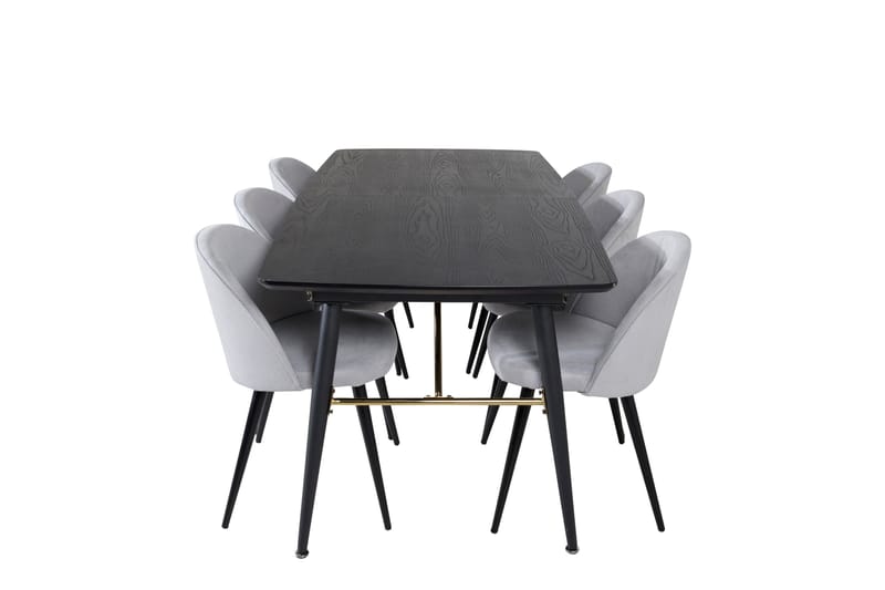 Irunea Förlängningsbar Matgrupp 180 cm inkl 6 Valeri Stolar - Svart/Grå/Manchester - Möbler - Bord & matgrupper - Matgrupper