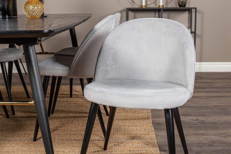 Irunea Förlängningsbar Matgrupp 180 cm inkl 6 Valeri Stolar - Svart/Grå/Manchester - Möbler - Bord & matgrupper - Matgrupper