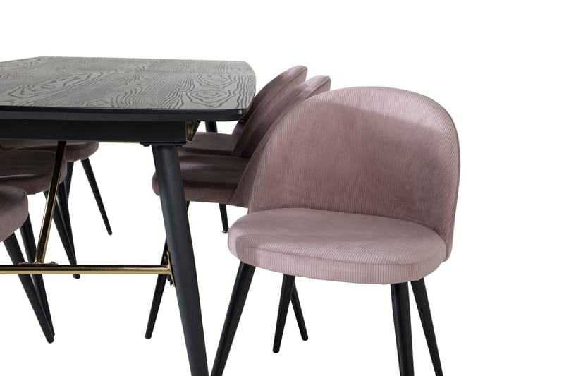 Irunea Förlängningsbar Matgrupp 180 cm inkl 6 Valeri Stolar - Svart/Rosa/Manchester - Möbler - Bord & matgrupper - Matgrupper