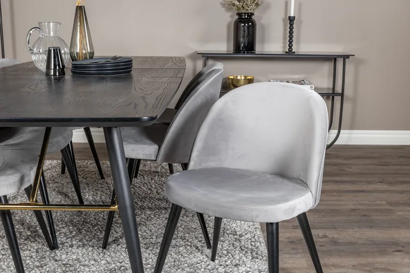 Irunea Förlängningsbar Matgrupp 180 cm inkl 6 Valerie Stolar - Svart/Ljusgrå - Möbler - Bord & matgrupper - Matgrupper