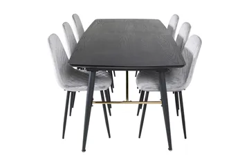 Irunea Förlängningsbar Matgrupp 180 cm inkl 6 Ypas Stolar - Grå/Svart - Möbler - Bord & matgrupper - Matgrupper