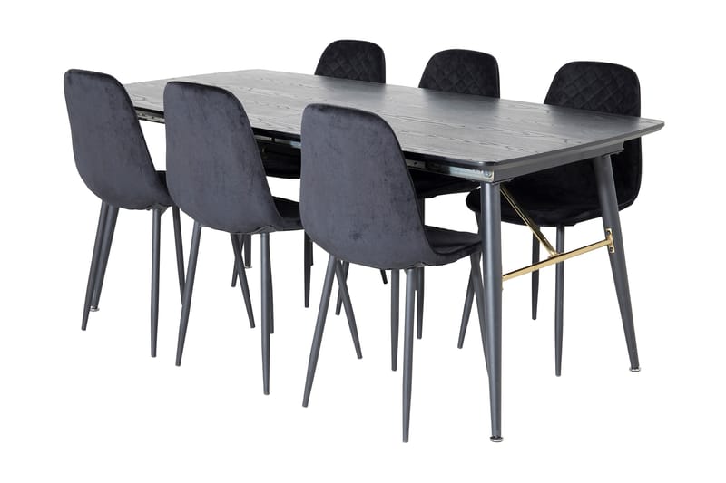 Irunea Förlängningsbar Matgrupp 180 cm inkl 6 Ypas Stolar - Svart - Möbler - Bord & matgrupper - Matgrupper