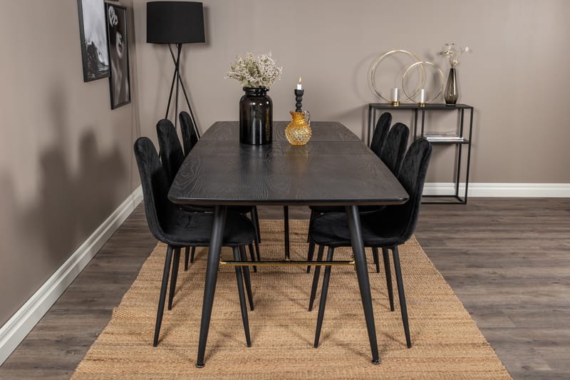 Irunea Förlängningsbar Matgrupp 180 cm inkl 6 Ypas Stolar - Svart - Möbler - Bord & matgrupper - Matgrupper