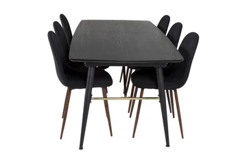 Irunea Förlängningsbar Matgrupp 180 cm inkl 6 Ypas Stolar - Svart/Brun - Möbler - Bord & matgrupper - Matgrupper