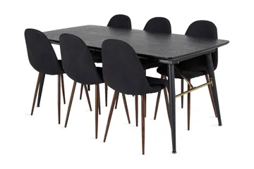Irunea Förlängningsbar Matgrupp 180 cm inkl 6 Ypas Stolar - Svart/Brun - Möbler - Bord & matgrupper - Matgrupper