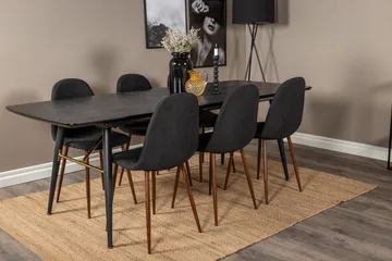 Irunea Förlängningsbar Matgrupp 180 cm inkl 6 Ypas Stolar - Svart/Brun - Möbler - Bord & matgrupper - Matgrupper