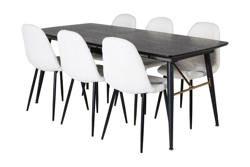 Irunea Förlängningsbar Matgrupp 180 cm inkl 6 Ypas Stolar - Svart/Vit - Möbler - Bord & matgrupper - Matgrupper