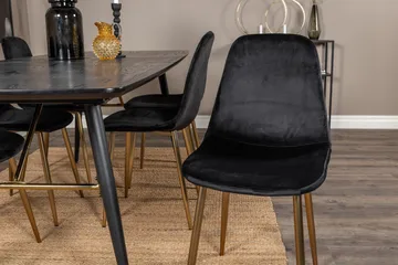 Irunea Förlängningsbar Matgrupp 180 cm inkl 6 Pontus Stolar - Svart/Mässing/Sammet - Möbler - Bord & matgrupper - Matgrupper