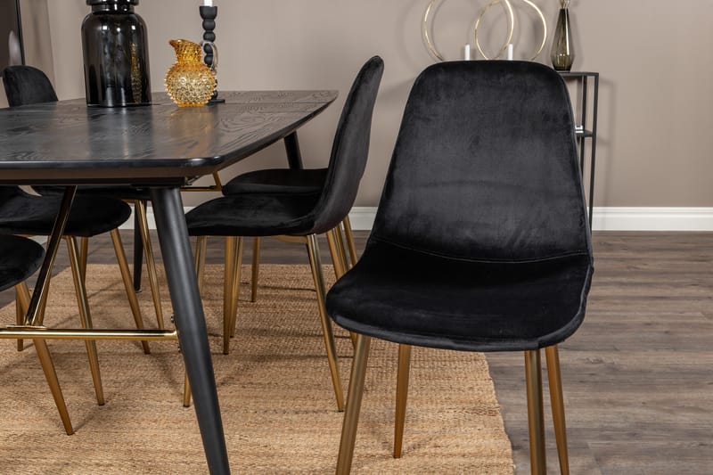 Irunea Förlängningsbar Matgrupp 180 cm inkl 6 Pontus Stolar - Svart/Mässing/Sammet - Möbler - Bord & matgrupper - Matgrupper