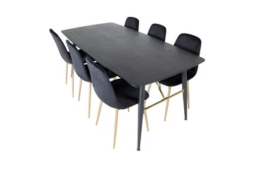 Irunea Förlängningsbar Matgrupp 180 cm inkl 6 Pontus Stolar - Svart/Mässing/Sammet - Möbler - Bord & matgrupper - Matgrupper