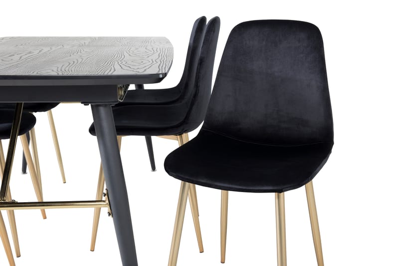 Irunea Förlängningsbar Matgrupp 180 cm inkl 6 Pontus Stolar - Svart/Mässing/Sammet - Möbler - Bord & matgrupper - Matgrupper