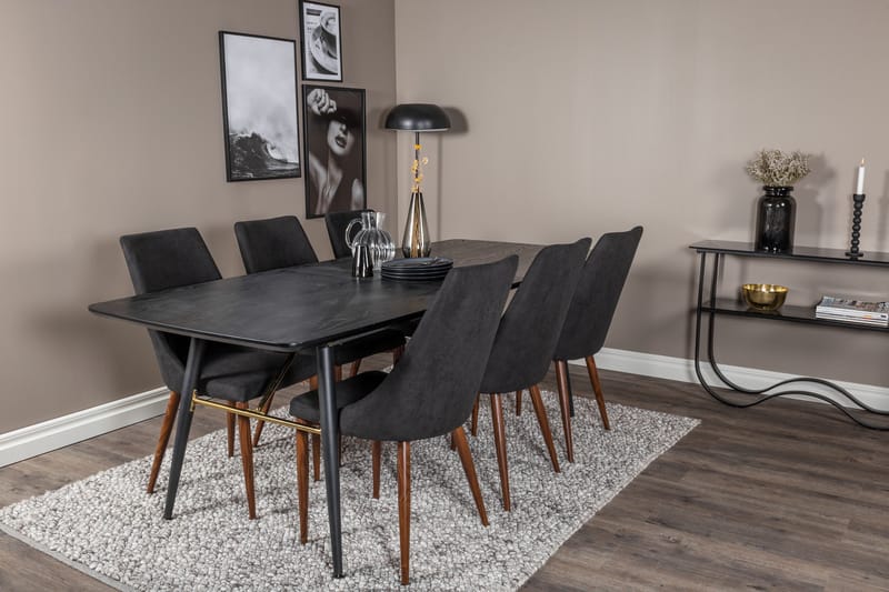 Irunea Förlängningsbar Matgrupp 180cm inkl 6 Campomar Stolar - Svart/Brun - Möbler - Bord & matgrupper - Matgrupper