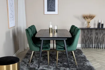 Irunea Förlängningsbar Matgrupp 180cm inkl 6 Valerie Lyx Sto - Svart/Mörkgrön/Guld - Möbler - Bord & matgrupper - Matgrupper