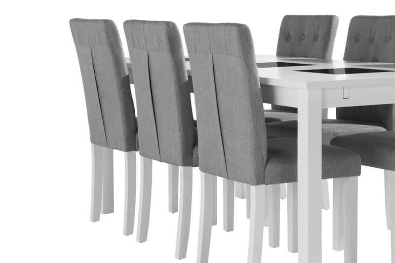Jasmin Förlängningsbar Matgrupp 180 cm inkl 6 Brunnevik Stol - Vit - Möbler - Bord & matgrupper - Matgrupper