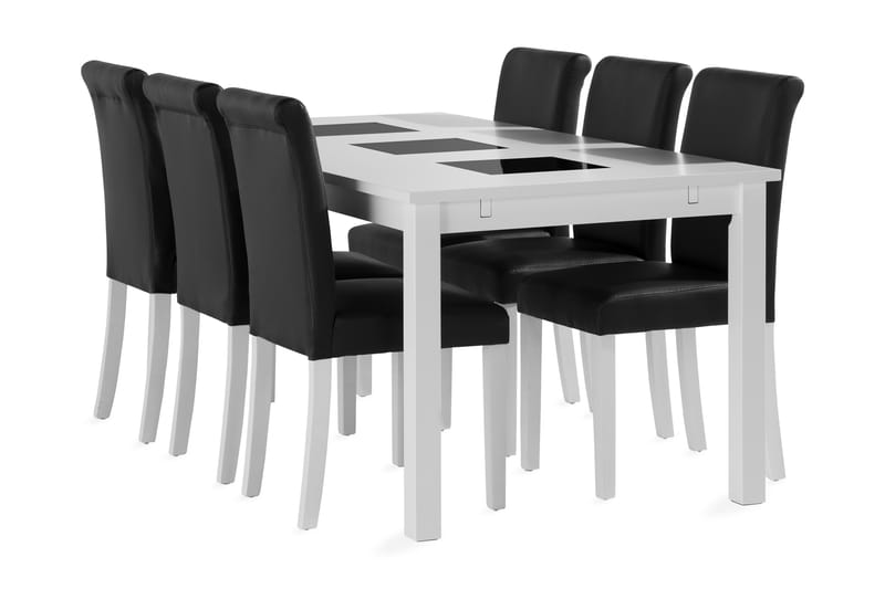 Jasmin Förlängningsbar Matgrupp 180 cm inkl 6 Ravesta Stol - Vit - Möbler - Bord & matgrupper - Matgrupper