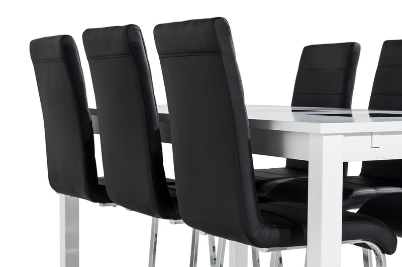 Jasmin Förlängningsbar Matgrupp 180 cm med 6 Cibus Stol - Vit/Svart - Möbler - Bord & matgrupper - Matgrupper