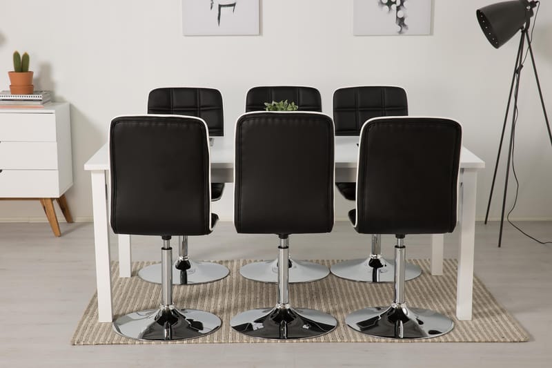 Jasmin Förlängningsbar Matgrupp 180 cm med 6 Frida Stol - Vit/Svart - Möbler - Bord & matgrupper - Matgrupper