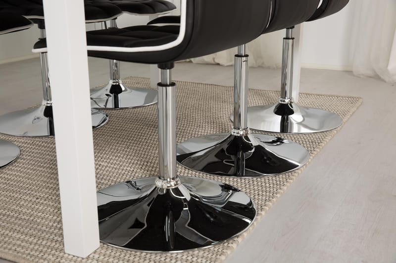 Jasmin Förlängningsbar Matgrupp 180 cm med 6 Frida Stol - Vit/Svart - Möbler - Bord & matgrupper - Matgrupper