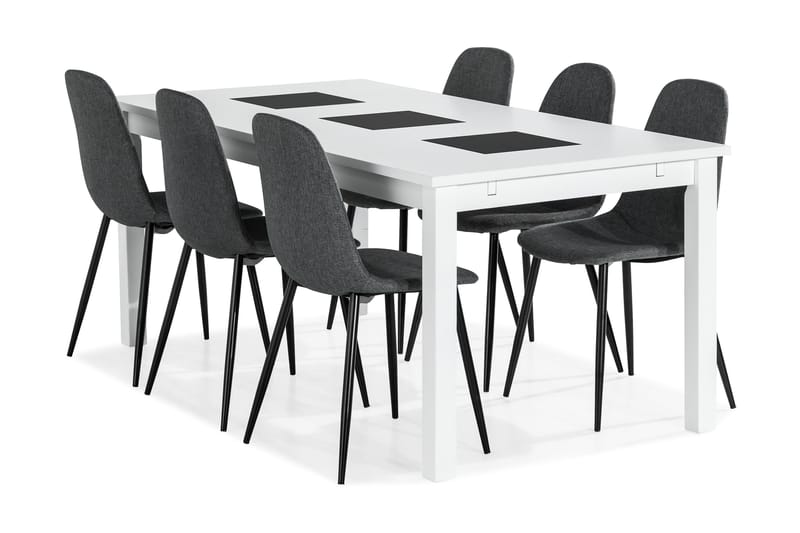 Jasmin Förlängningsbar Matgrupp 180 cm med 6 Nibe Stol - Svart/Grå - Möbler - Bord & matgrupper - Matgrupper
