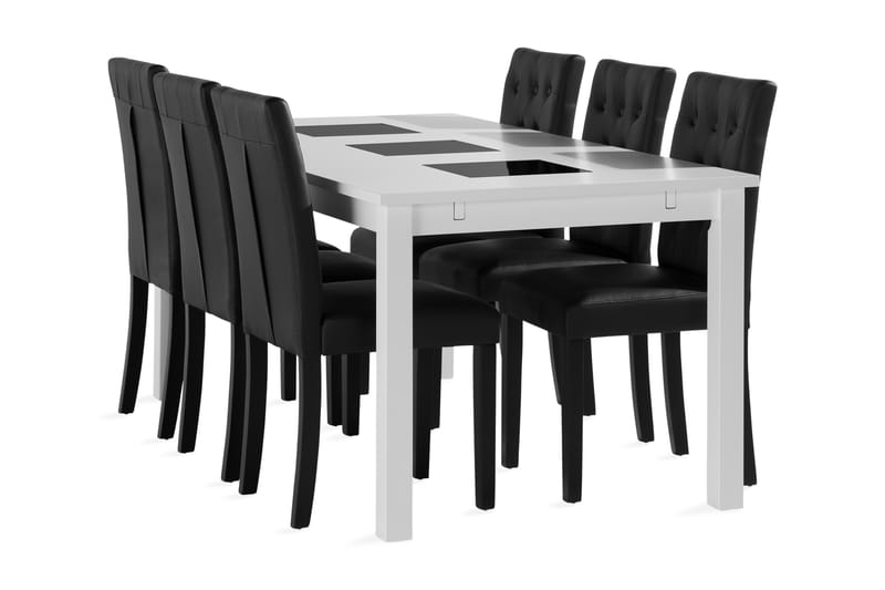 Jasmin Förlängningsbar Matgrupp 180cm inkl 6 Brunnevik Stol - Vit - Möbler - Bord & matgrupper - Matgrupper