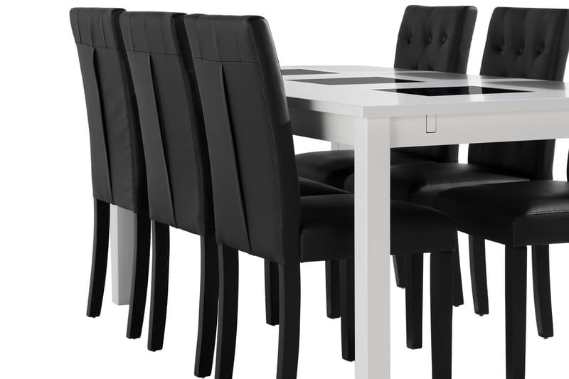 Jasmin Förlängningsbar Matgrupp 180cm inkl 6 Brunnevik Stol - Vit - Möbler - Bord & matgrupper - Matgrupper