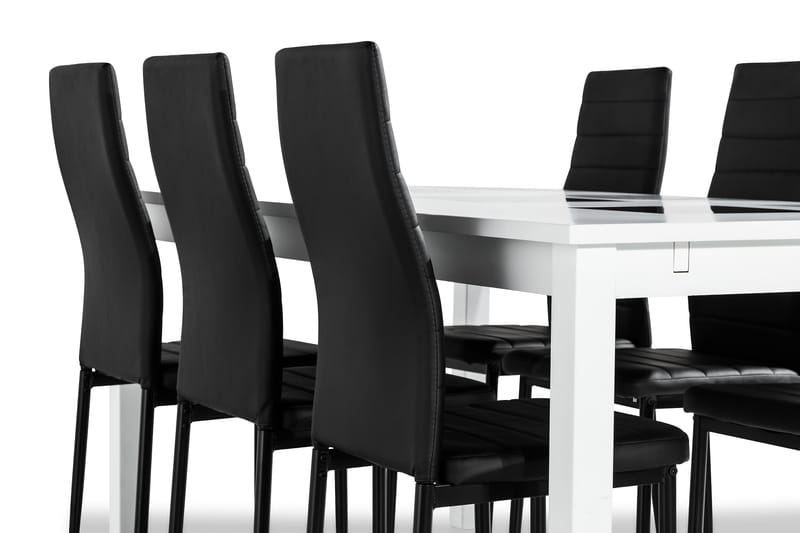 Jasmin Förlängningsbar Matgrupp med 6 Ted Stol - Vit/Svart - Möbler - Bord & matgrupper - Matgrupper