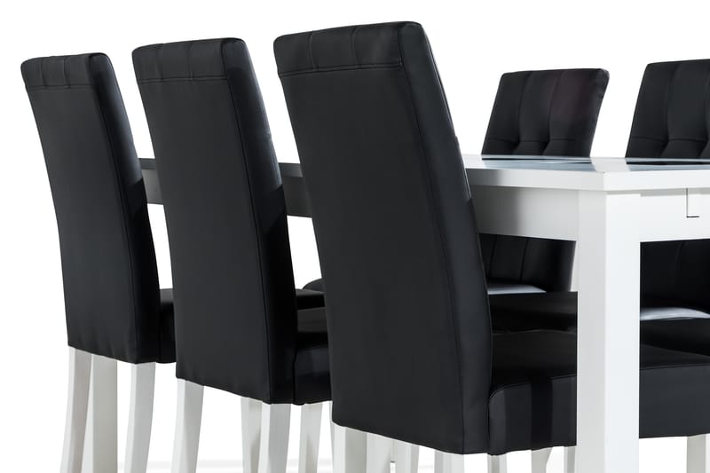 Jasmin Matgrupp 180 + 6 Stolar Utdragbart matbord - Vit / Svart - Möbler - Bord & matgrupper - Matgrupper